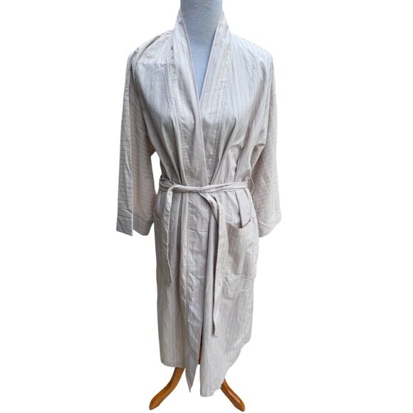 Vintage State O Maine Striped Robe One Size Cotton Blend Beige Red Blue - Picture 1 of 8